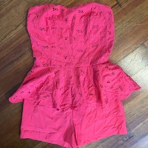 Pink strapless romper